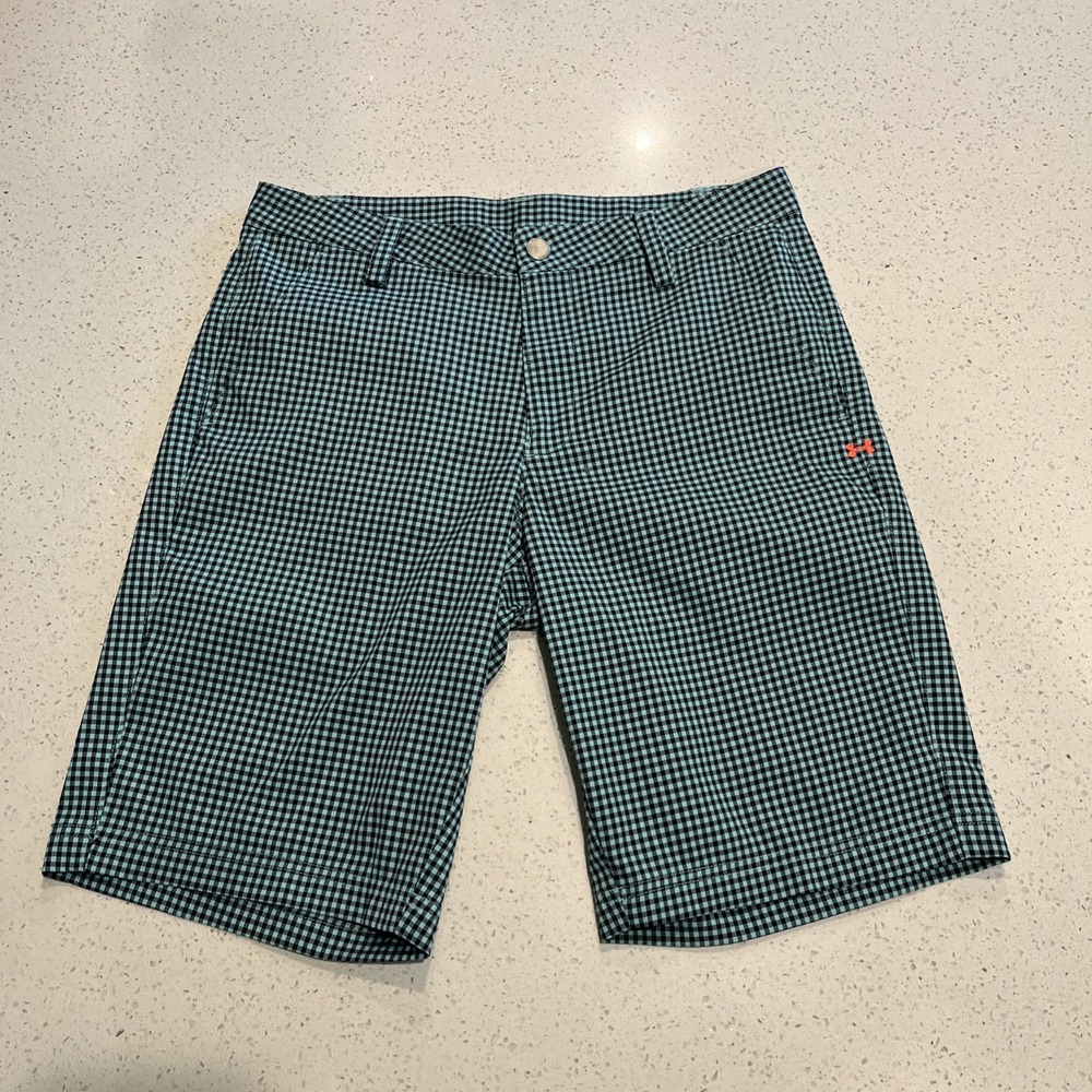 Under Armour Men's Golf Shorts Polyester Size 32 Blue Checked